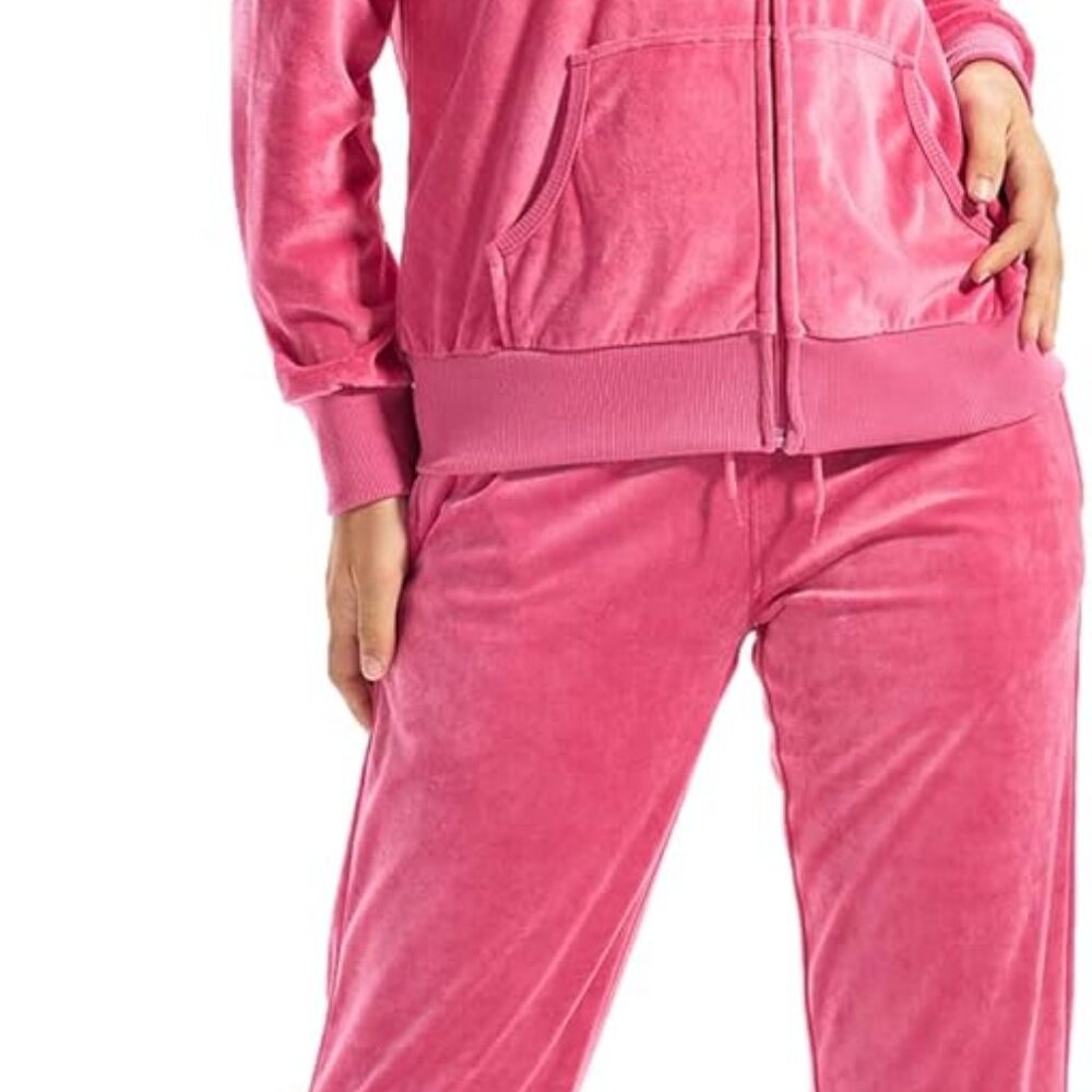 Versatile Women's Full Zip Velvet Tracksuit Set - 3x Coral For Every Activity